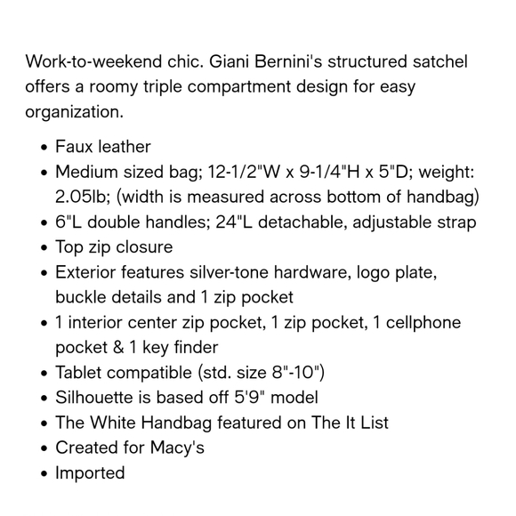 Giani Bernini Red/Tan Saffiano Domed Satchel NEW - Picture 4 of 8